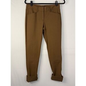 Theory Trousers 4 Brown Slim Fit Tapered Cotton Stretch Pants Made in USA
